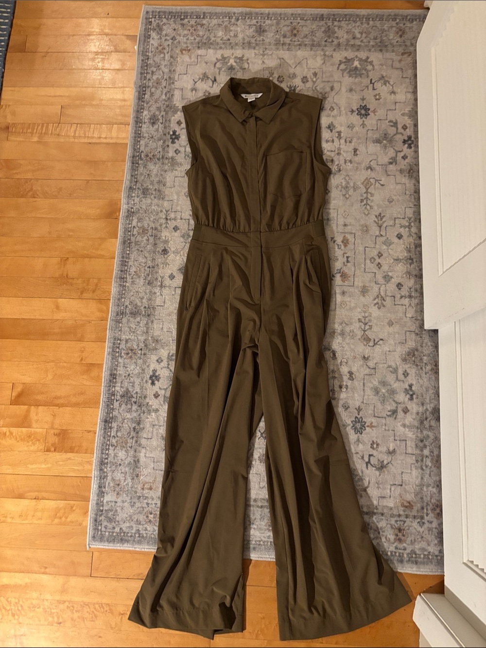 Athleta Sleeveless Olive Wide-Leg Jumpsuit